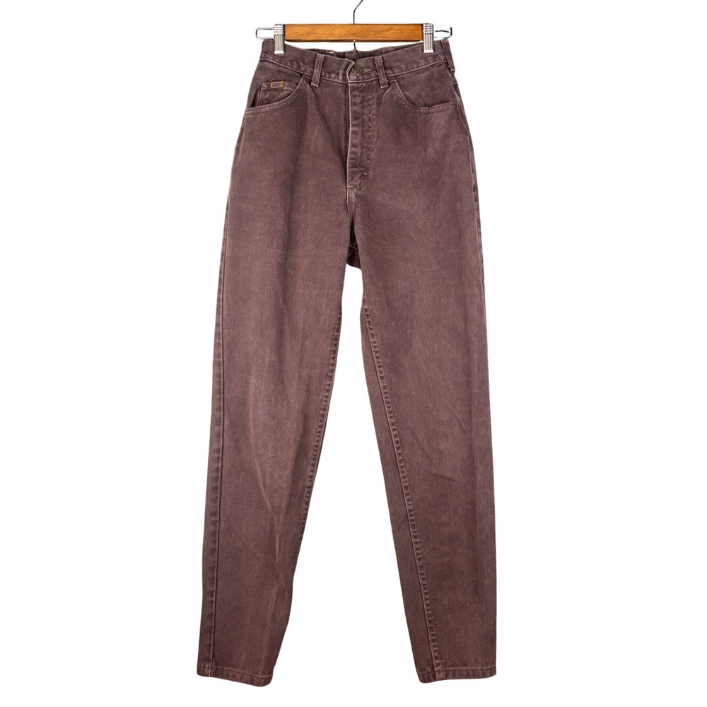 Vintage Lee High Rise Tapered Leg Jeans Brown 100% Cotton Made in USA Size 6 Med